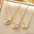 Elegant swan necklace with sparkling colored