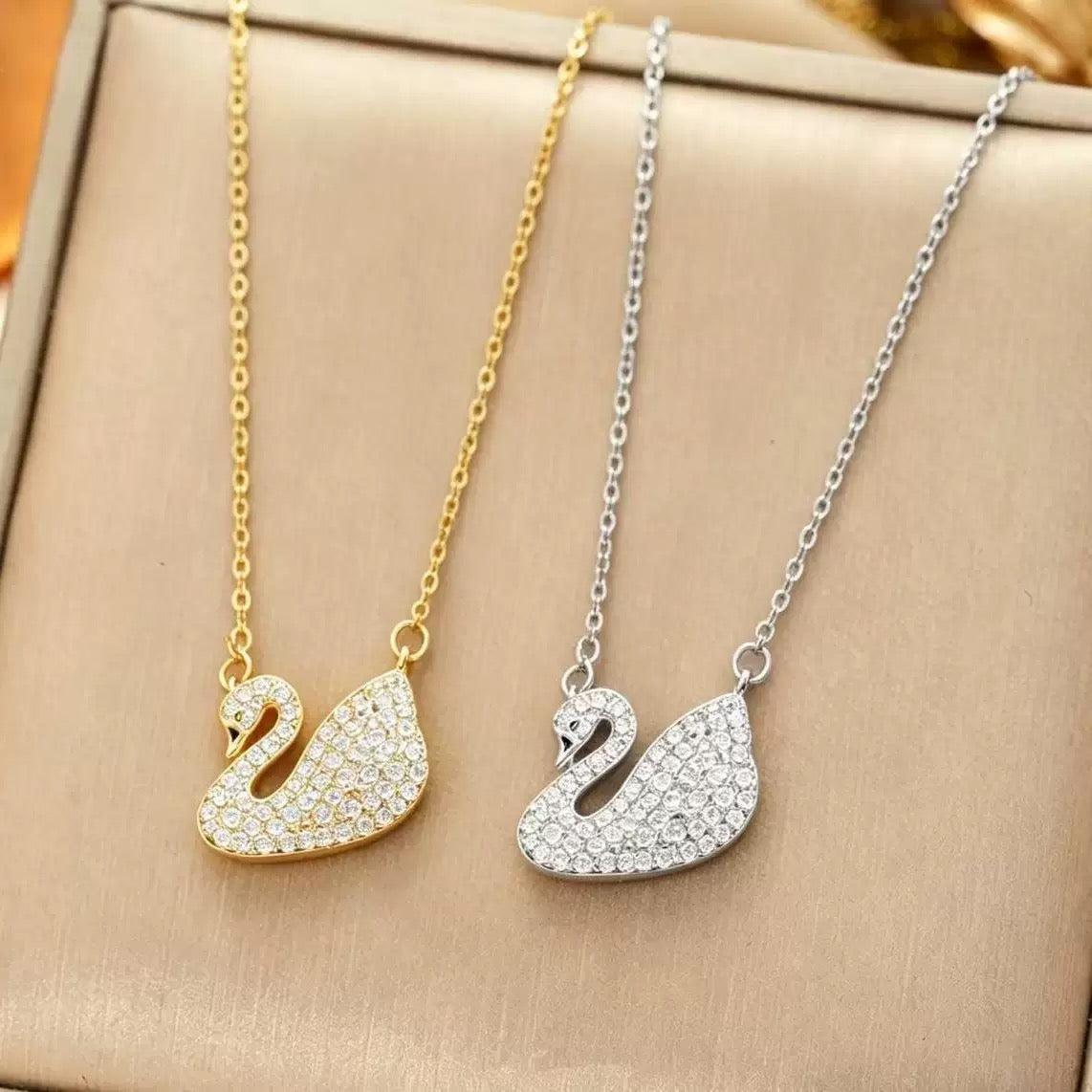 Sparkling Full Crystal Swan Necklace