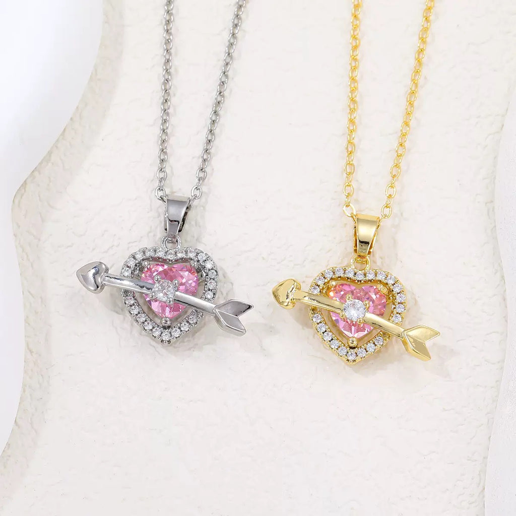 Gold Plated Cupid Arrow Heart Necklace