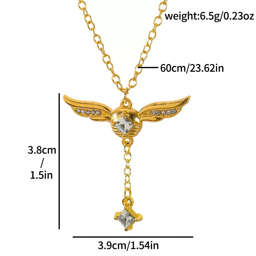 Golden Snitch Wing Lariat Necklace Harry Potter Jewelry