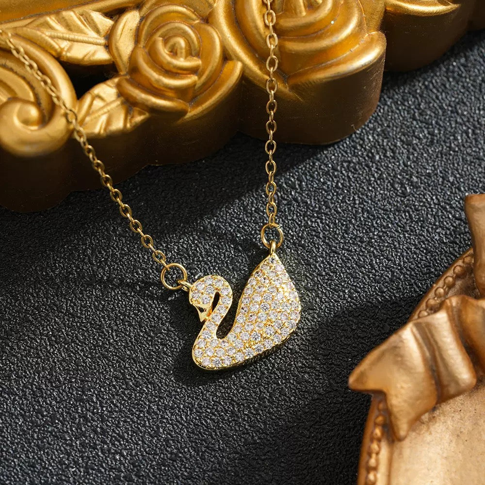 Sparkling Full Crystal Swan Necklace