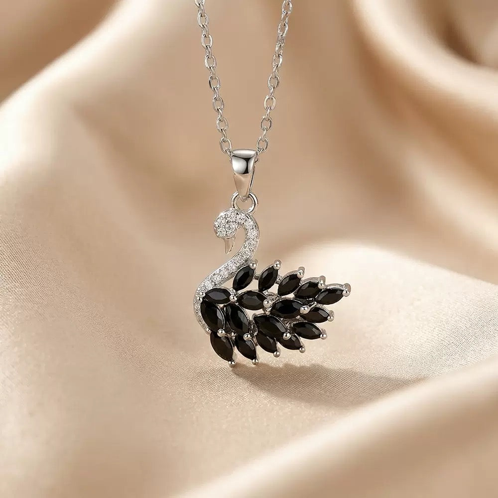 Gold Plated Swan Pendant Necklace with Sparkling Zircon - Elegant Clavicle Chain Jewelry for Women