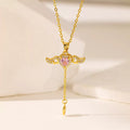 Angel Wing Heart Zircon Y Drop Necklace