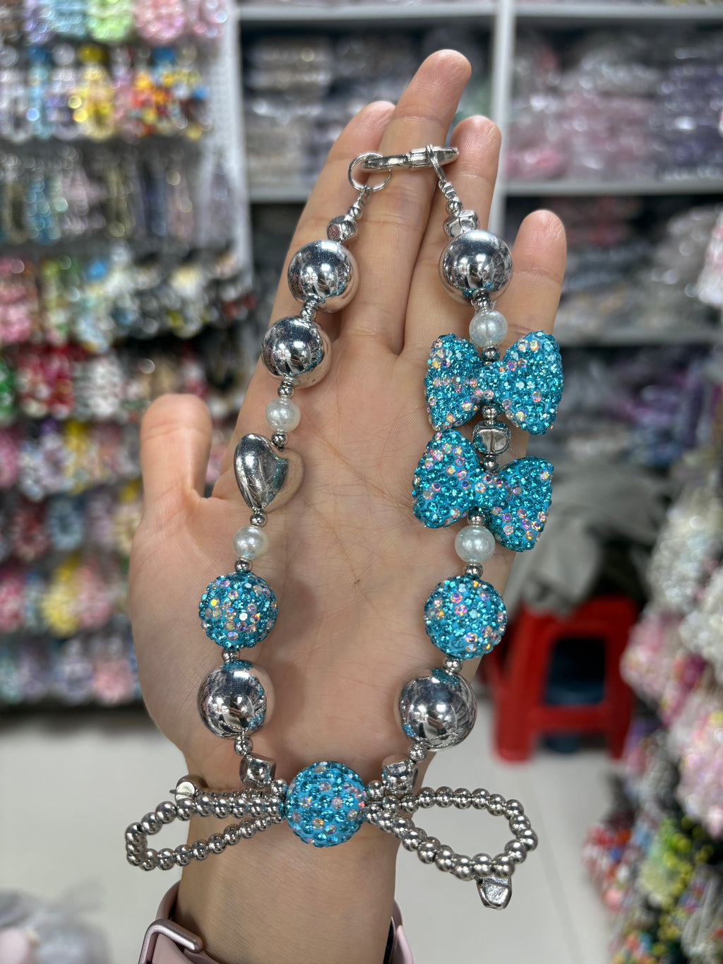 rhinestone bow chain