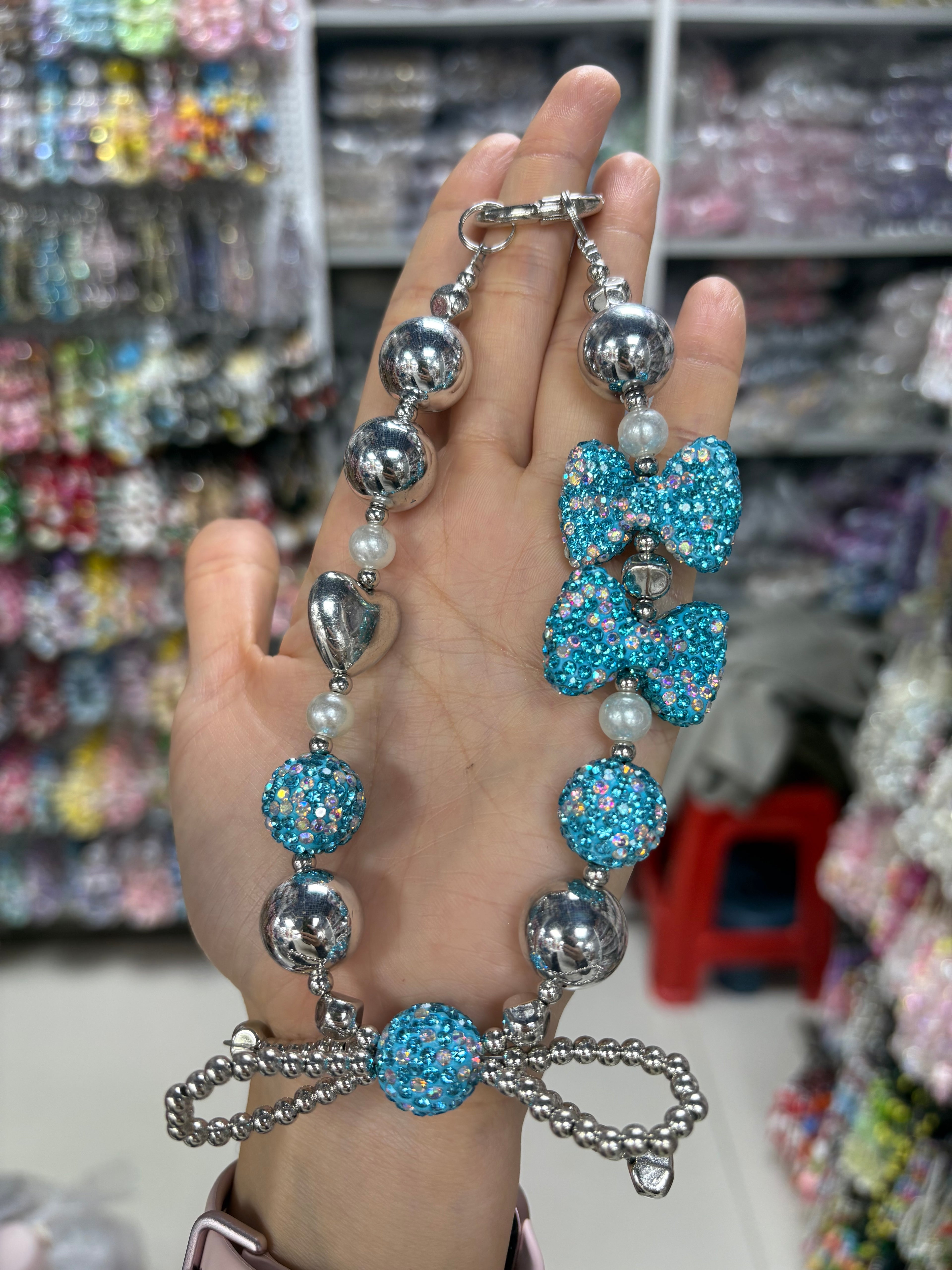 rhinestone bow chain