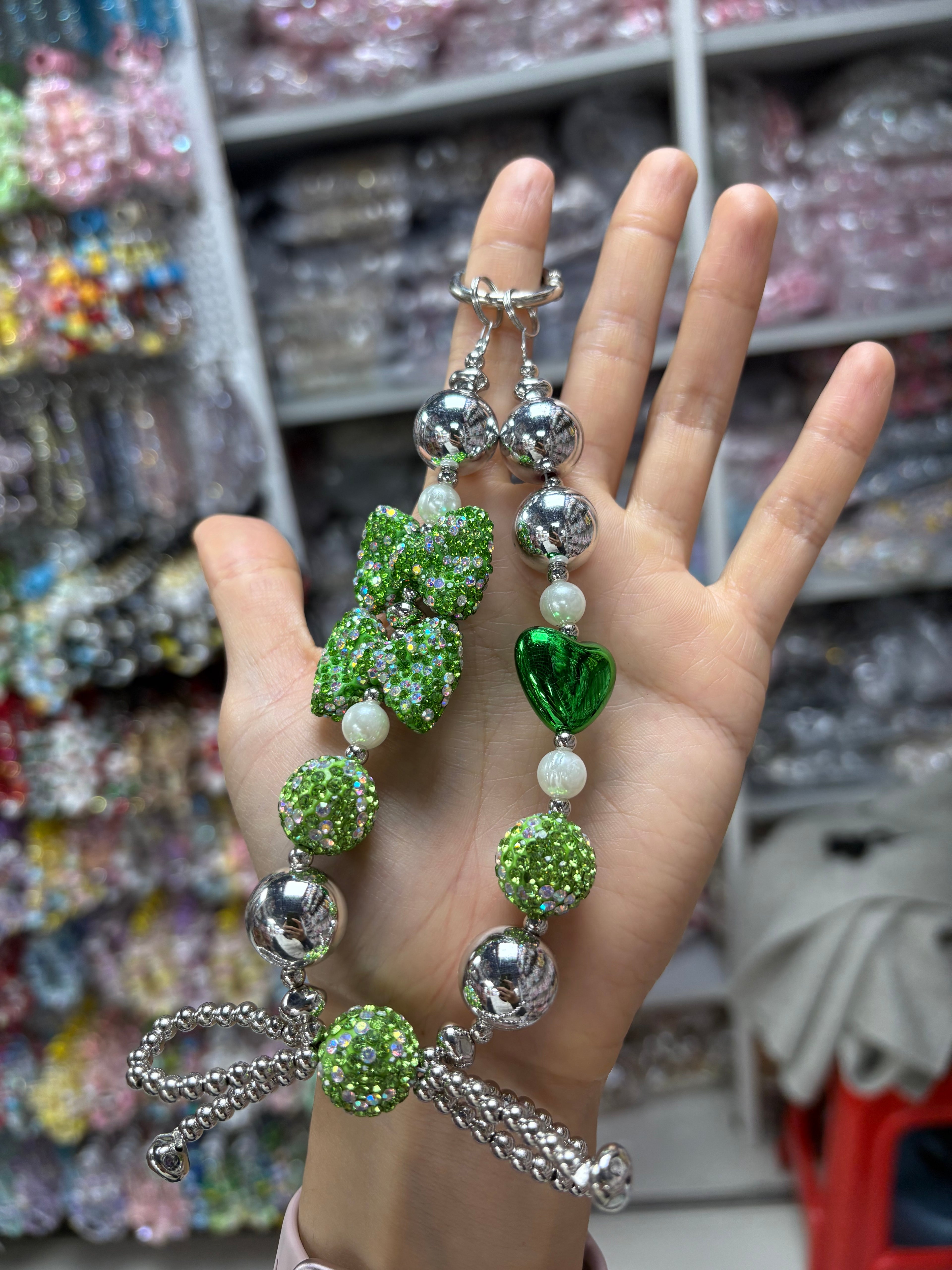 rhinestone bow chain